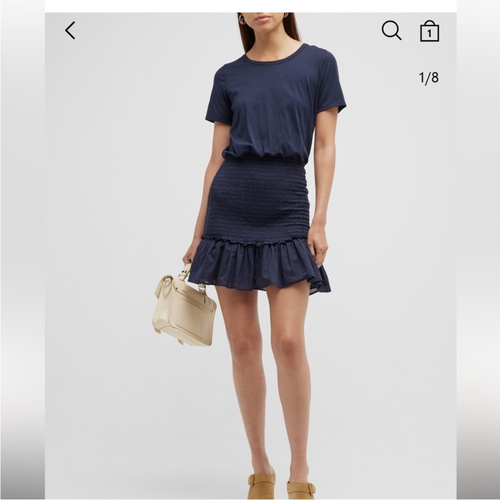 Veronica Beard Navy Mini Dress with Ruffle Hem